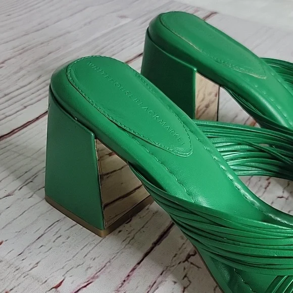 White House Black Market Elegant Green Women's Heeled Sandals SIZE 8 - Picture 5 of 10